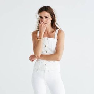 Madewell White Denim Button Front Tank - 4